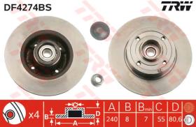 TRW DF4274BS - Disco De Freno Con Rodamiento